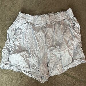 Aerie High Waist Striped Shorts - Light Blue